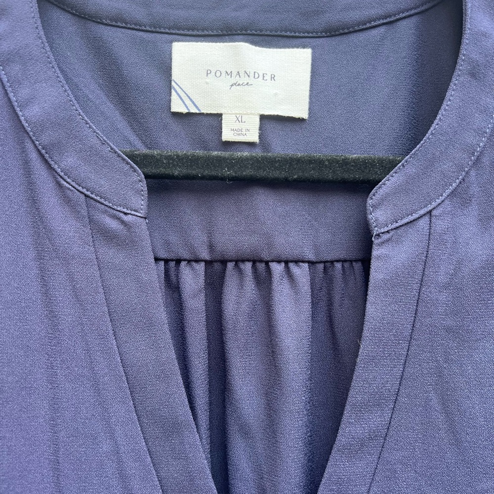TUCKERNUCK POMANDER PLACE Navy Blue Poplin Tiered Dress Women’s XL - Picture 7 of 15